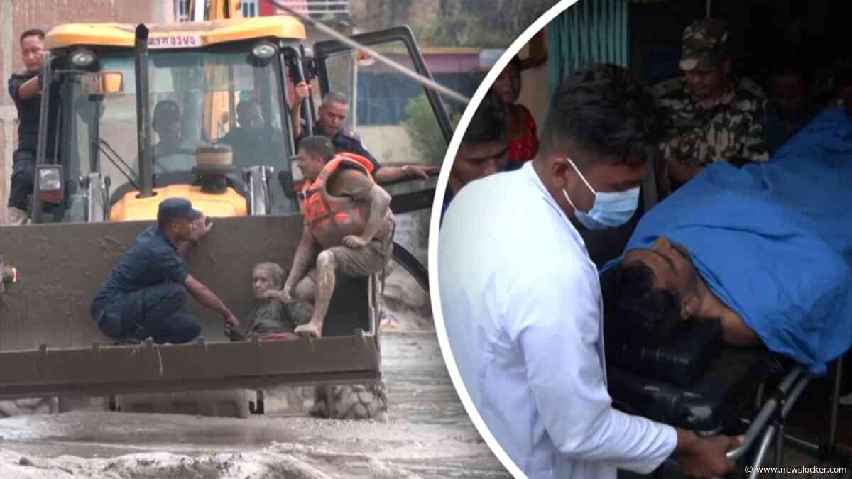 Indrukwekkende beelden uit Nepal: bejaarde vrouw met graafmachine gered