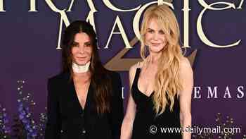 Nicole Kidman and Sandra Bullock inject some spooky glamour to the Practical Magic 2 photocall as they strike a pose in plunging black ensembles