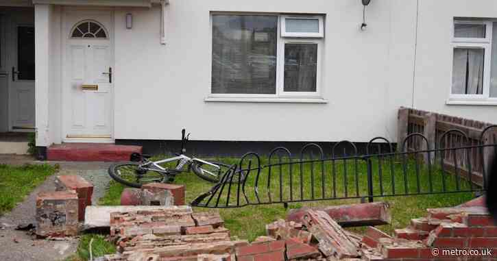 Vehicle smashes into wall outside house near A66 crash and house fire