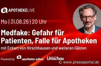 APOTHEKE LIVE am 31. August: Hirschhausen & Co: Deepfakes und KI-Betrug im Gesundheitswesen