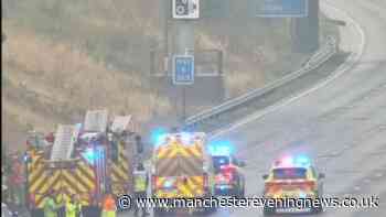 M62 LIVE as motorway shut after crash with vehicle overturned