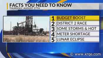 Budget boost, Congressional seat, Some storms, Shortage of meter readers, Lunar eclipse
