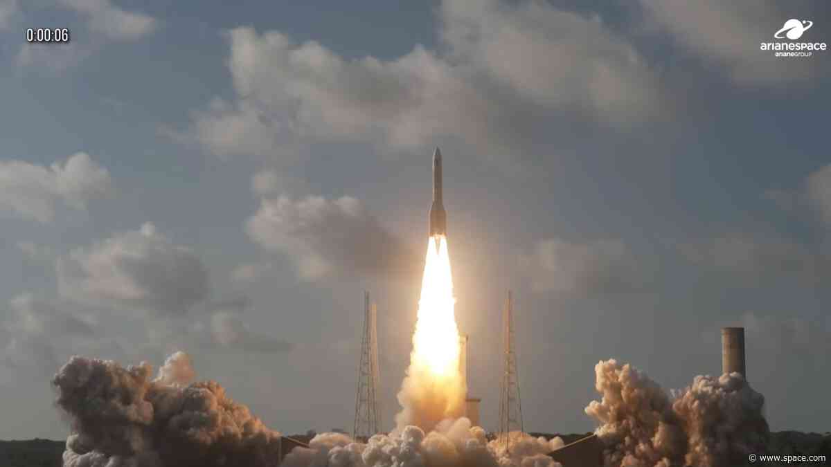Powerful Ariane 6 rocket launches European weather satellite to orbit (video)