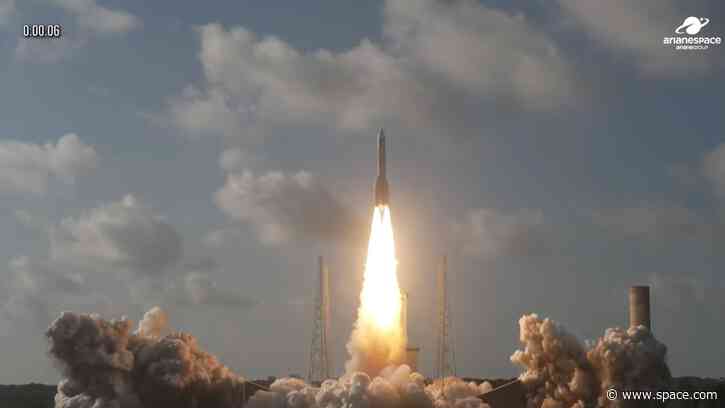 Powerful Ariane 6 rocket launches European weather satellite to orbit (video)