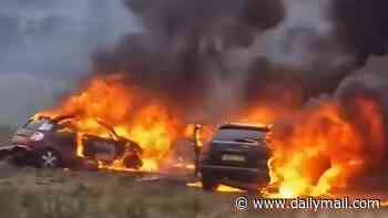 Lawless youths torch field of cars in warped tribute to victim of A66 crash: As hundreds of extra police are drafted into Middlesbrough amid fears of gang carnage, masked thugs show what they think of crackdown