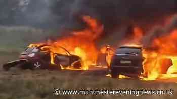 Cars torched at Teesside A66 crash victim memorial as 200 police officers deployed
