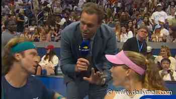 Awkward moment Russian tennis star refuses live TV interview at US Open... leaving ex-pro analyst in a tough spot