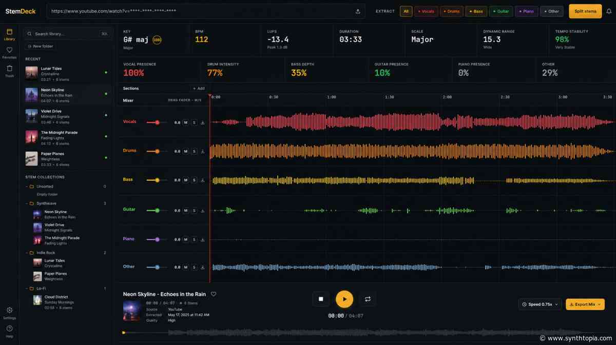 Free, Open Source StemDeck Stem Separator For Linux, Mac & Windows