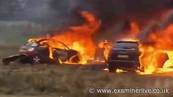 Cars 'set on fire' at A66 crash memorial as 200 police deployed to Teesside