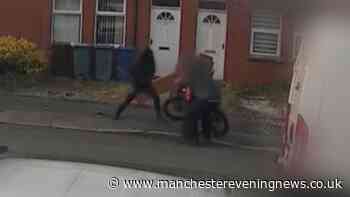 Cornered in a front yard, the horrifying moment pack of masked motorbike thugs strikes