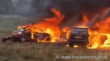 Cars 'set on fire' at A66 crash memorial as 200 police officers deployed