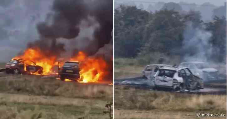 Cars set on fire at vigil for joyrider killed in A66 wrong-way crash