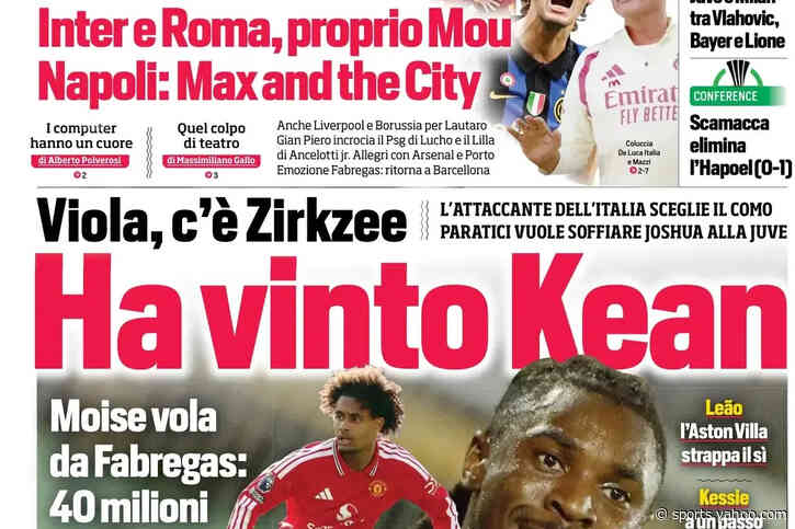 Today’s Papers: Champions League draw, Fabregas derby, Kean has won