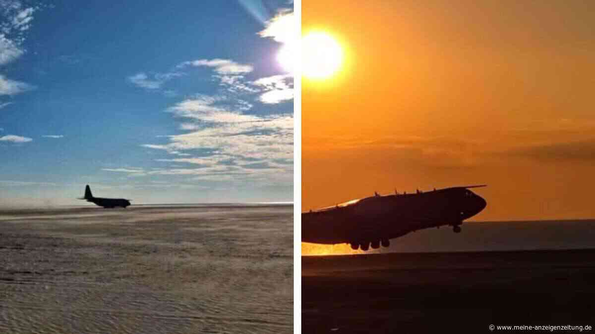 Bekannter Urlauber-Strand gesperrt, weil Militär-Maschinen landen: Touristen teilen spektakuläre Aufnahmen