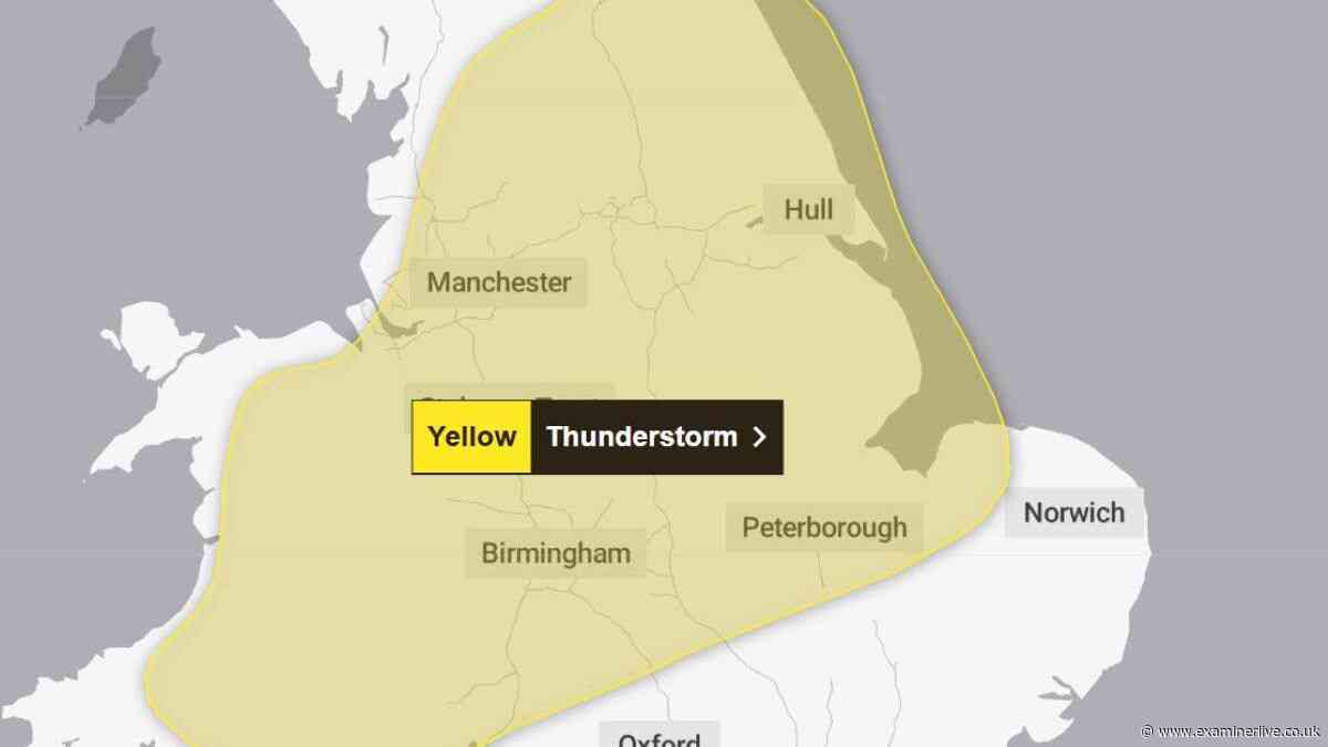 Met Office issues nine-hour thunderstorm warning for 64 areas on Friday - full list