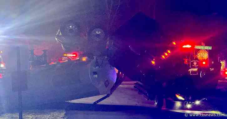 Overturned fuel tanker carrying 7,500 gallons of diesel closes DeKalb County road as crews work to contain runoff