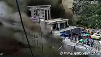 China: Video shows mudslide surging through Gyirong port