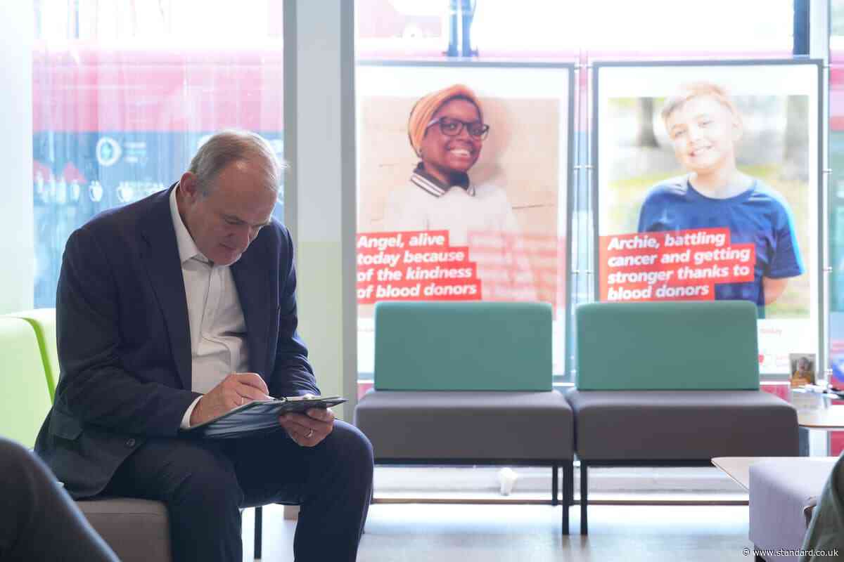 Sir Ed Davey’s attempt to give blood scuppered by summer holiday to France