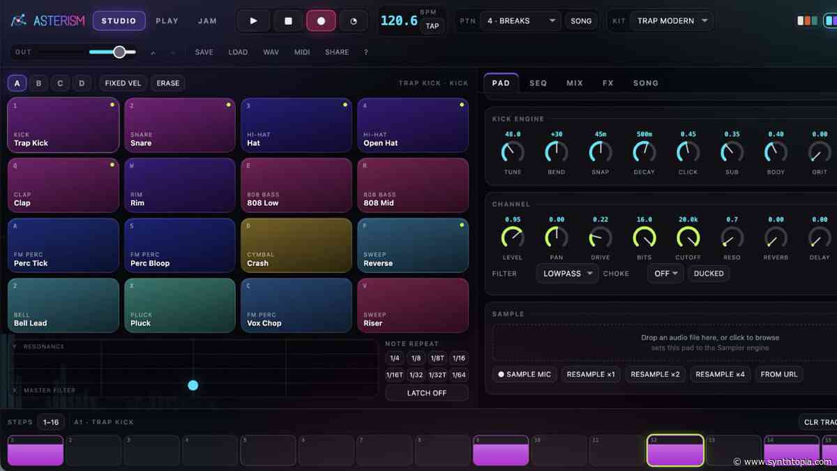 Free Drum Machine, Asterism, Runs In Your Web Browser