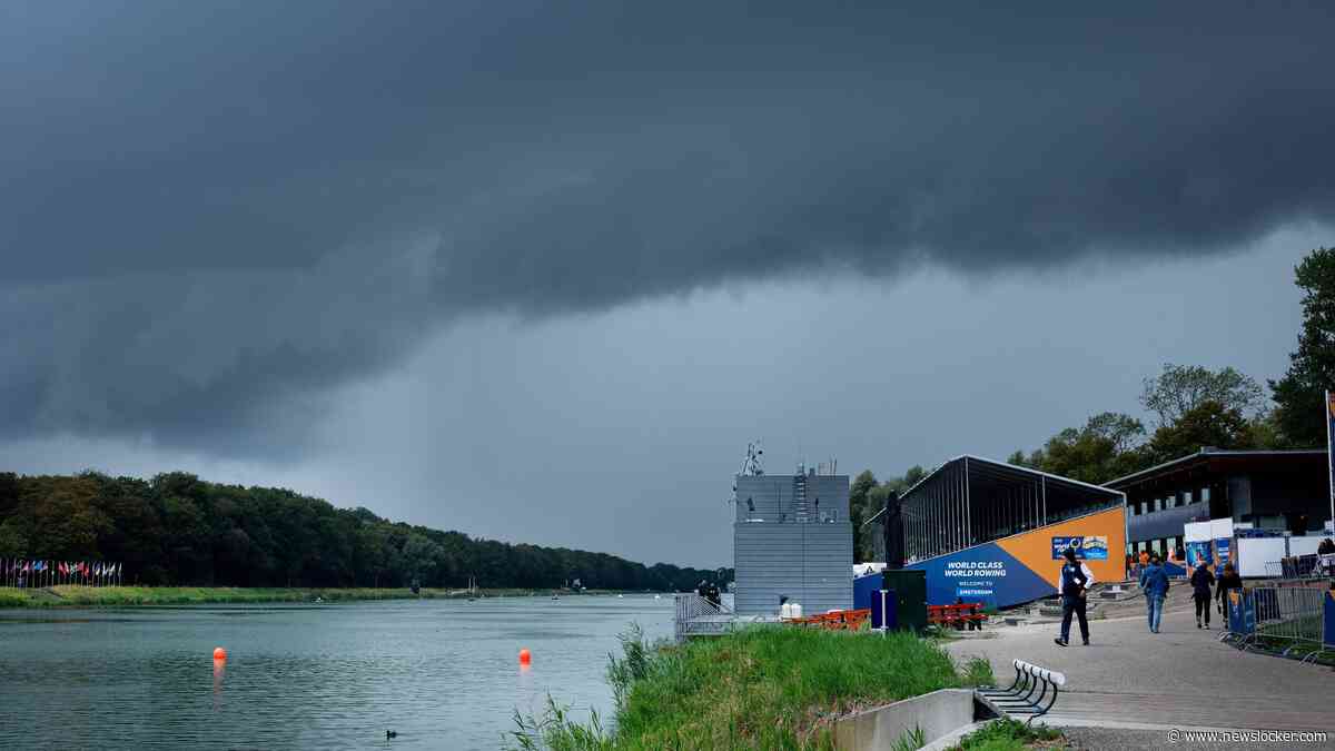 Noodweer legt WK-roeien op Bosbaan in Amsterdamse Bos stil