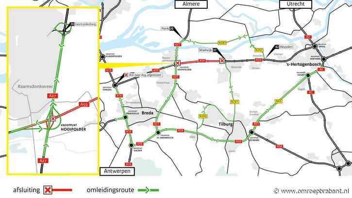 Werkzaamheden A59: snelweg dit weekend dicht tussen Hooipolder en Waalwijk