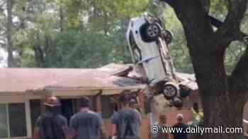 Georgia driver, 78, dies after his car went AIRBORNE and crashed through roof of house