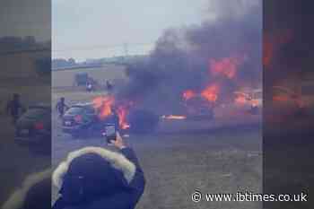 Tributes Towards A66 Joyriders Worsen as a Mob of Youths Set Fire To Several Cars Near Haswell, County Durham