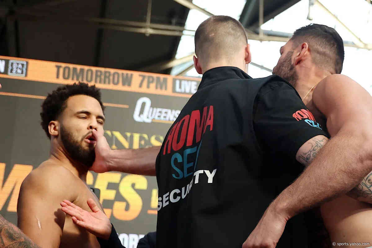 Moses Itauma shoves Filip Hrgovic off stage before getting slapped at weigh-in