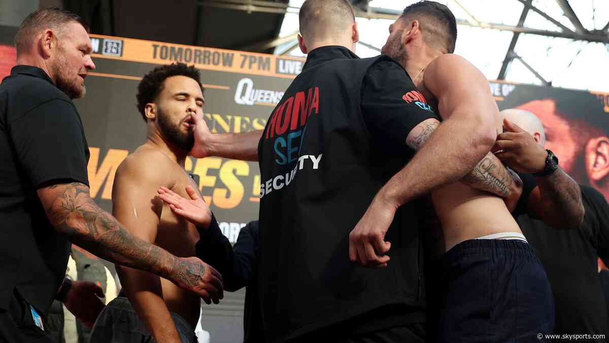 Itauma slapped after pushing Hrgovic off stage at fiery weigh-in