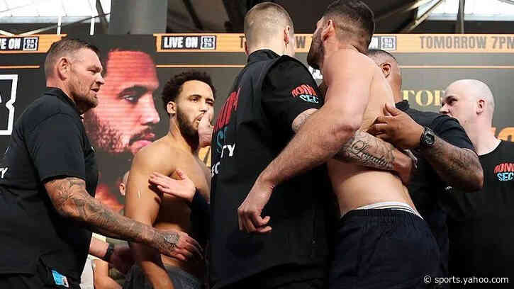 Hrgovic slaps Itauma after being pushed off stage