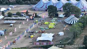 Man, 41, dies and others are injured after sign falls on revellers at Christian festival