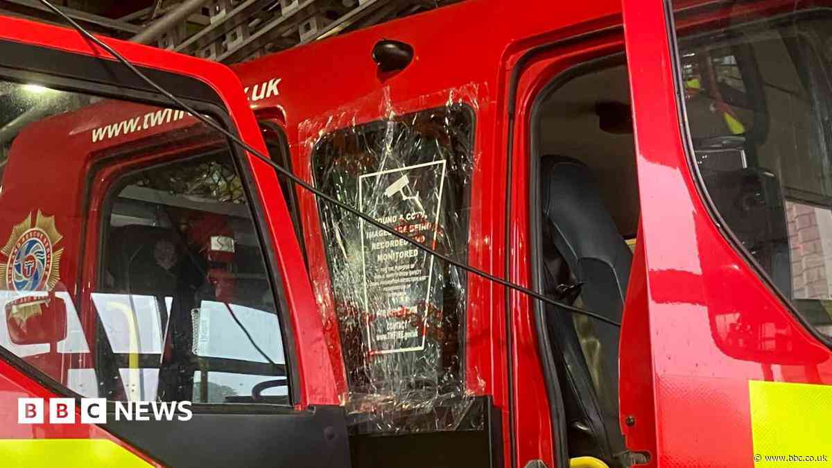 Bricks thrown at firefighters in 'reckless' attack