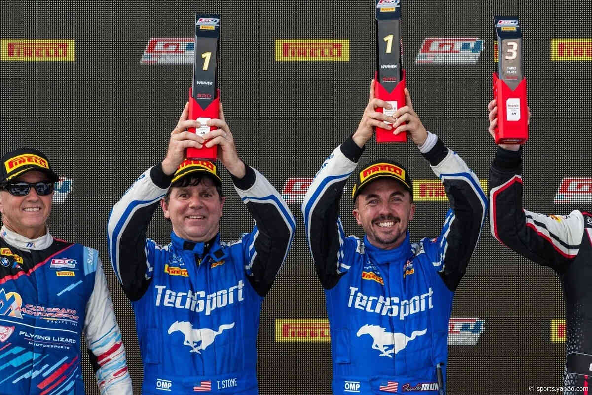Frankie Muniz earns emotional win in GT4 America race with co-driver Tyler Stone
