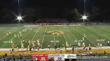 Shocking moment gunshot is fired at high school football game causing mass panic as players and cheerleaders desperately flee