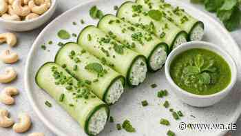Besser als Sushi: Gurke in Röllchen trifft auf Cashewcreme – die leckere Portion mit Proteinen