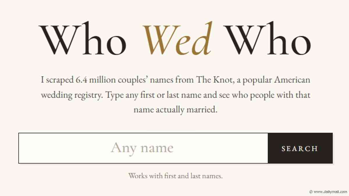 How popular is your couple name? Interactive tool reveals who people with your name tend to marry