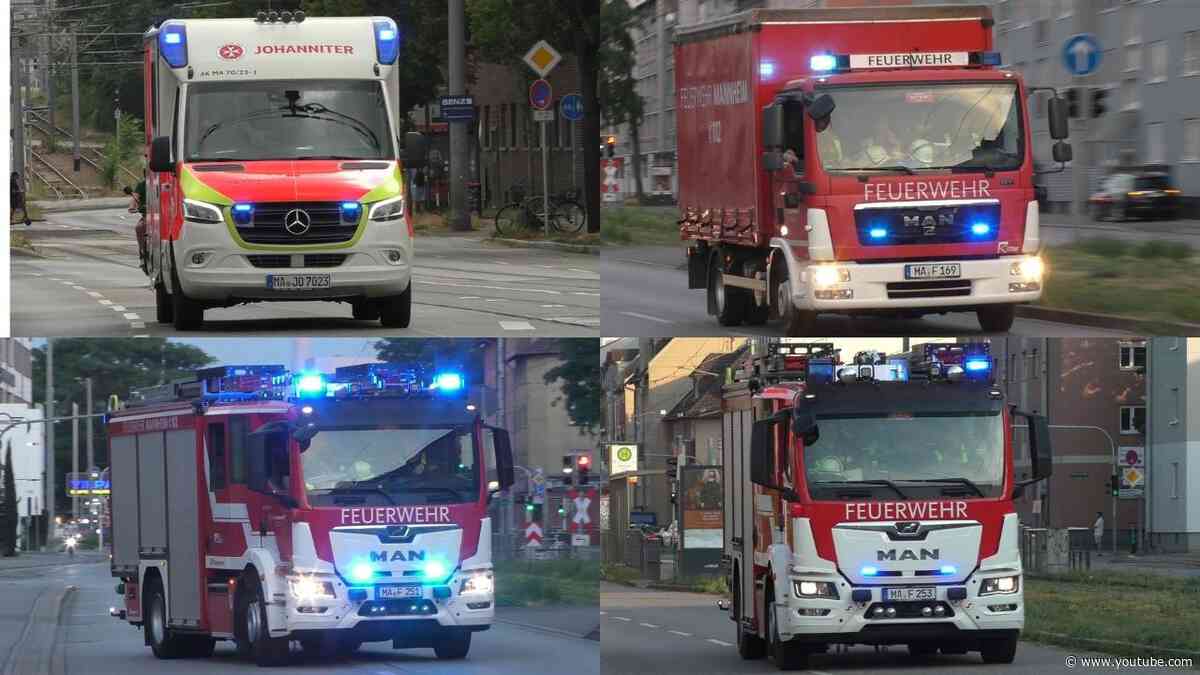 Feuerwehr Und Rettungsdienst auf einsatzfahrt in Mannheim - Hulpdiensten Mannheim met Spoed onderweg