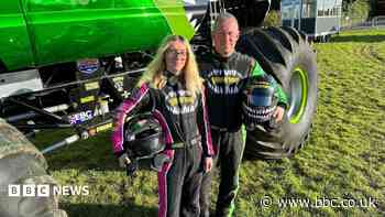Dad and daughter bond over monster truck stunts