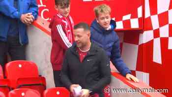 Shocking moment shameless Liverpool fan snatches Alexander Isak's shirt from a child at Anfield