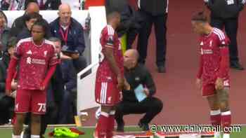 Andoni Iraola fumes after his Liverpool substitutions are delayed when the fourth official's board breaks - then sees his side concede a penalty in draw to Nottingham Forest