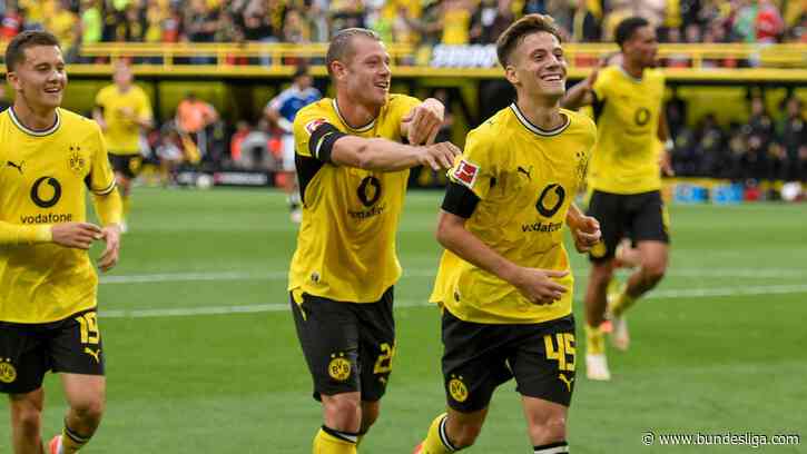 Giannis Konstantelias on target as 10-man Dortmund defeat Hamburg