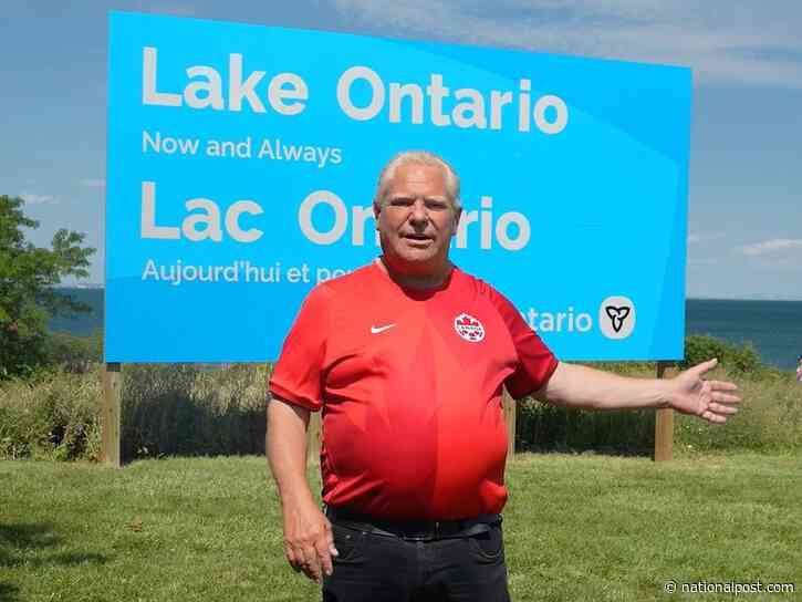 Doug Ford erects sign to remind Donald Trump 'it's Lake Ontario now and forever'