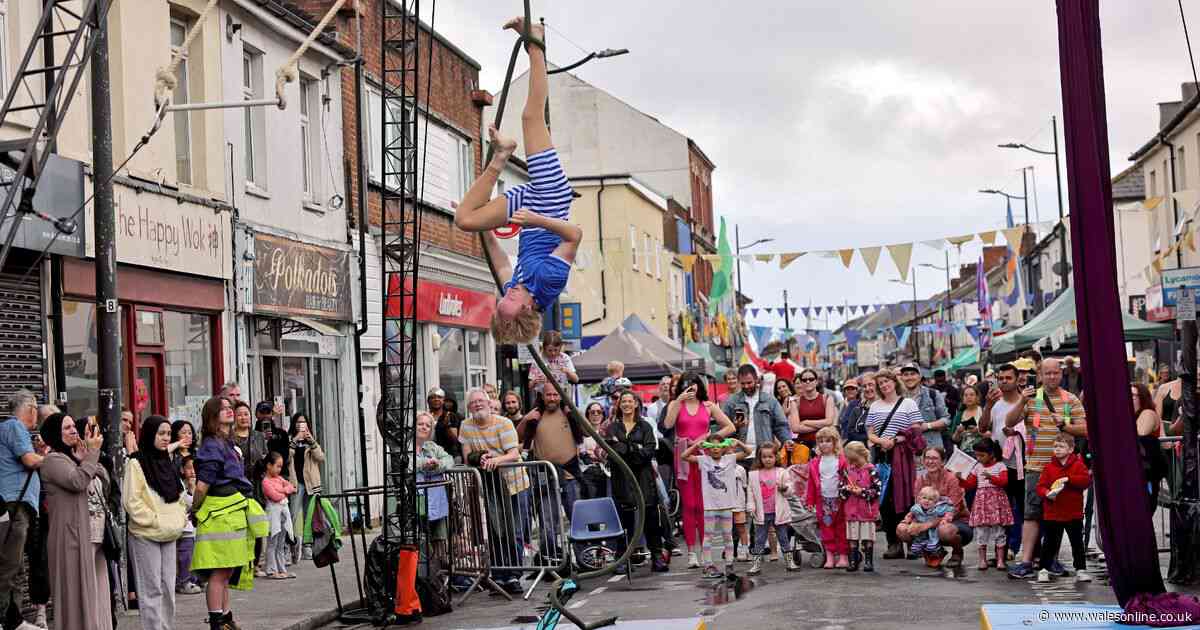 Live performers take over Cardiff street and transform it into stunning carnival