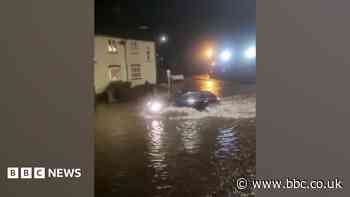 Village roads flooded after 'torrential' downpours