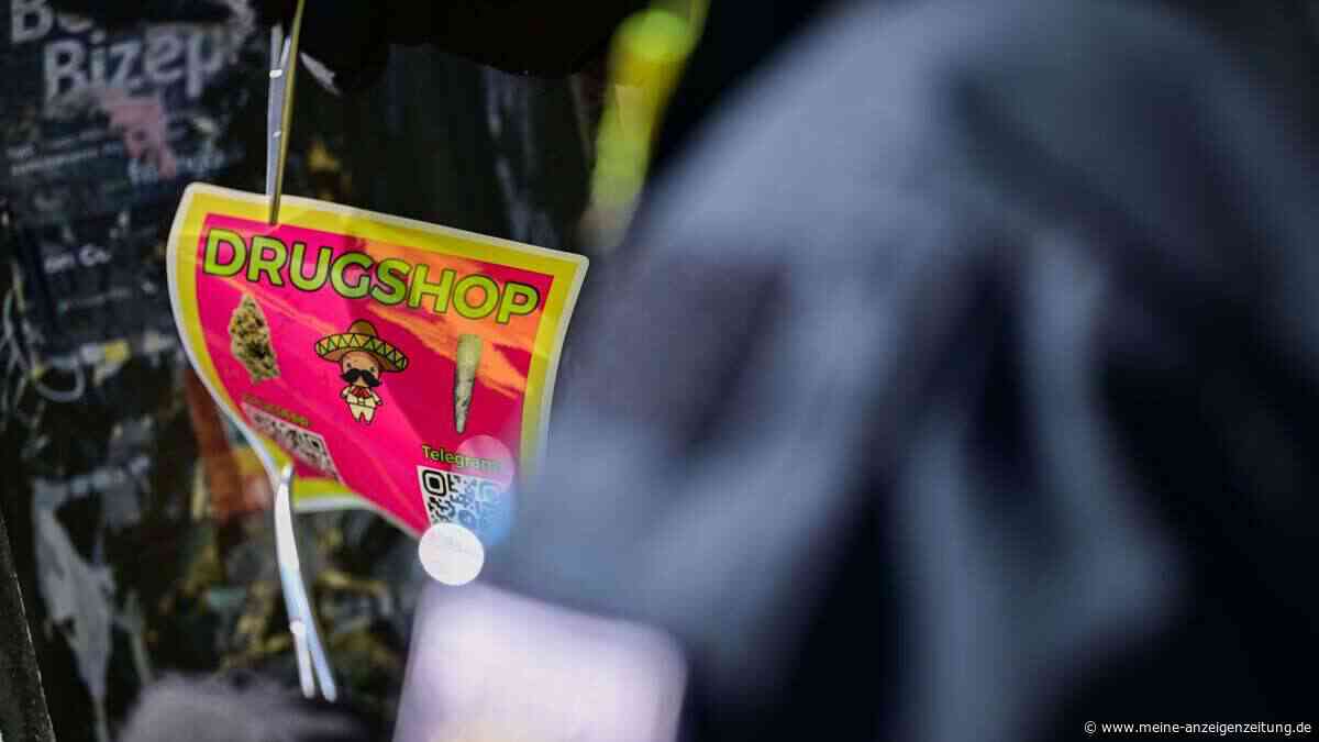 Drogen-Werbung mit Gratisprobe, Visitenkarte und Sticker