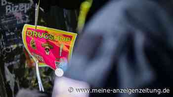 Drogen-Werbung mit Gratisprobe, Visitenkarte und Sticker