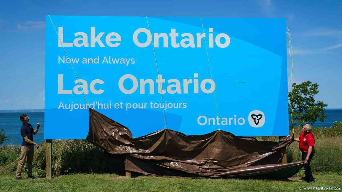 Premier van Ontario plaatst bord met naam Ontariomeer na Trumps hernoeming