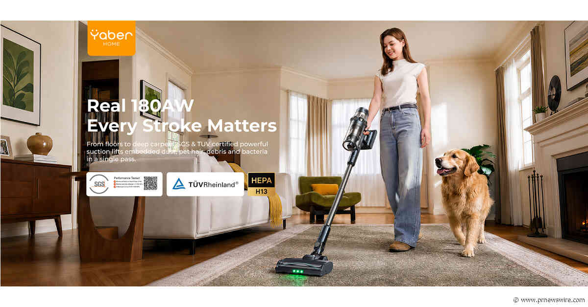 Yaber Launches Cordless Vacuum HP20: TÜV-Tested 180AW Suction, SGS-certified H13 HEPA Filtration, and SenseCleanAI AI Detection Under $200