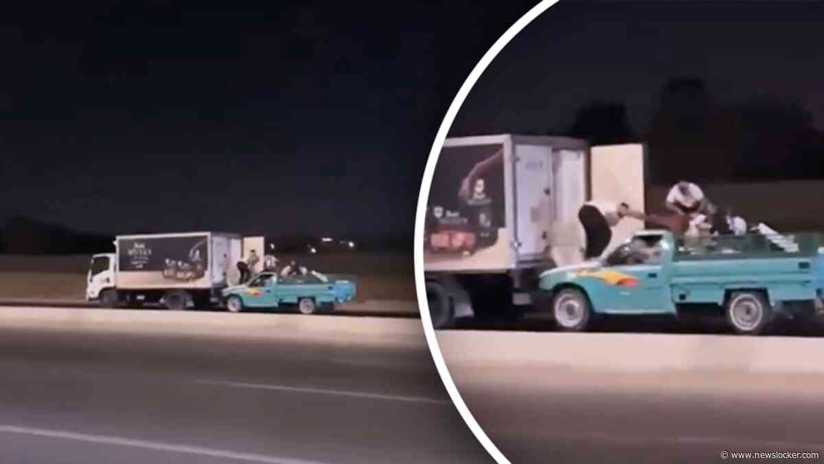Bizarre &lsquo;Fast &amp; Furious&rsquo;-roof: dieven plunderen al rijdend een vrachtwagen
