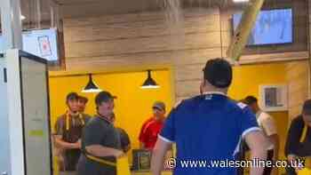 Water pours through ceiling of Bridgend McDonald's and floods restaurant